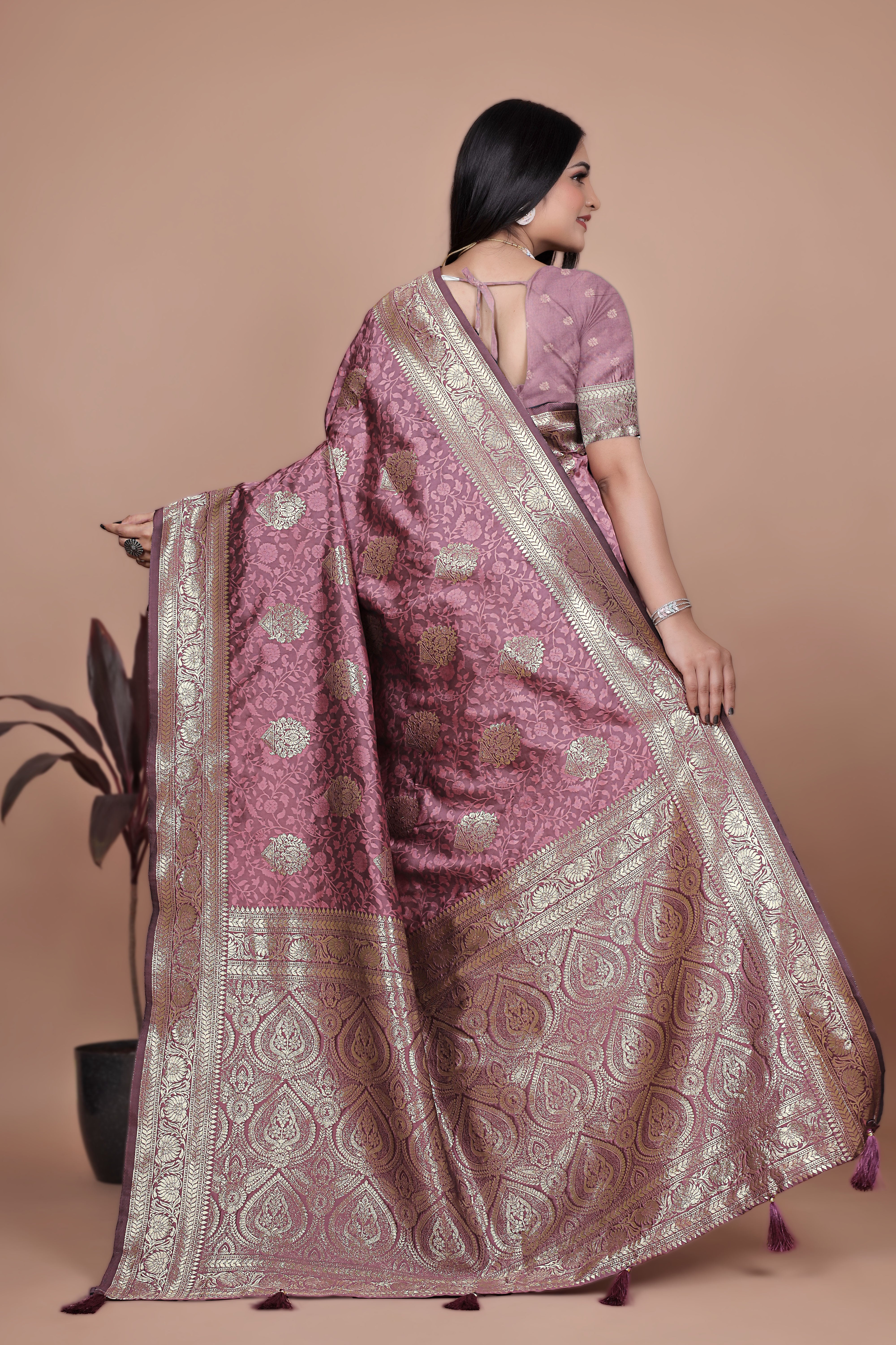 Banarasi Silk Saree with Gold Zari Butti & Ornate Pallu with 4 color option ✨💠